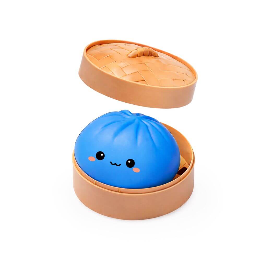 The blue Mini Lucky Bao Mystery Squishy Dumpling.