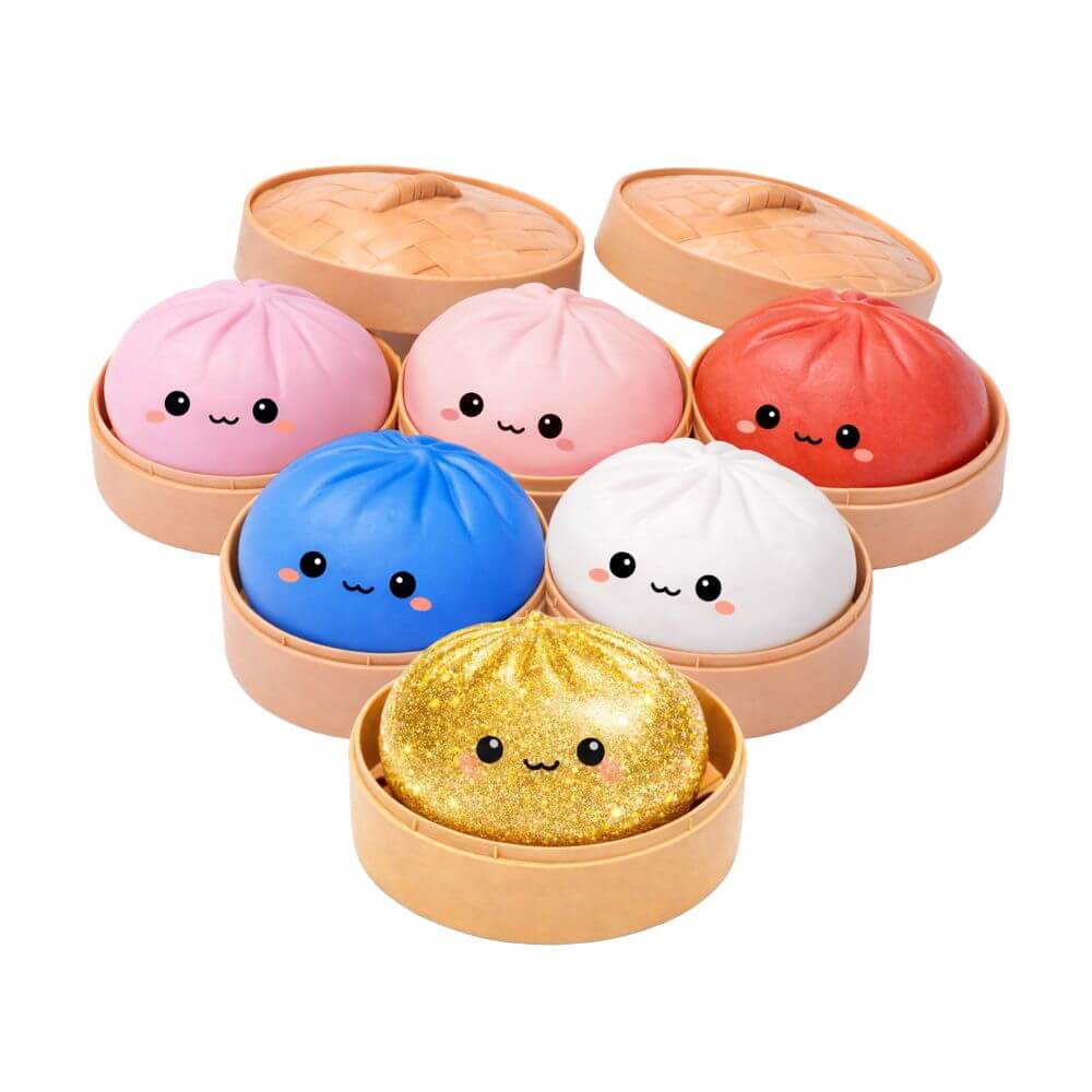 All of the color variants of the Mini Lucky Bao Mystery Squishy Dumpling.