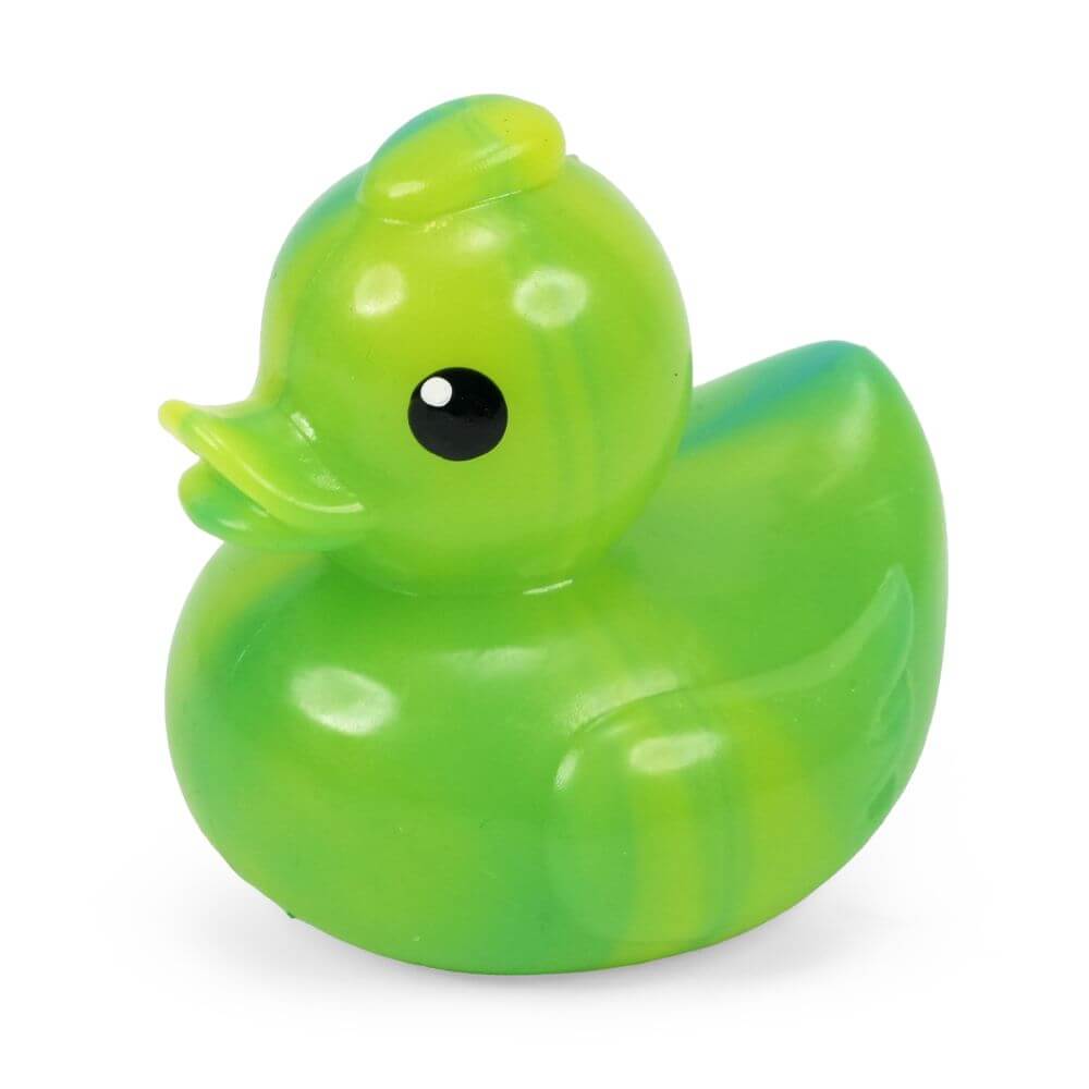 A green Stretchy Glow Duck.
