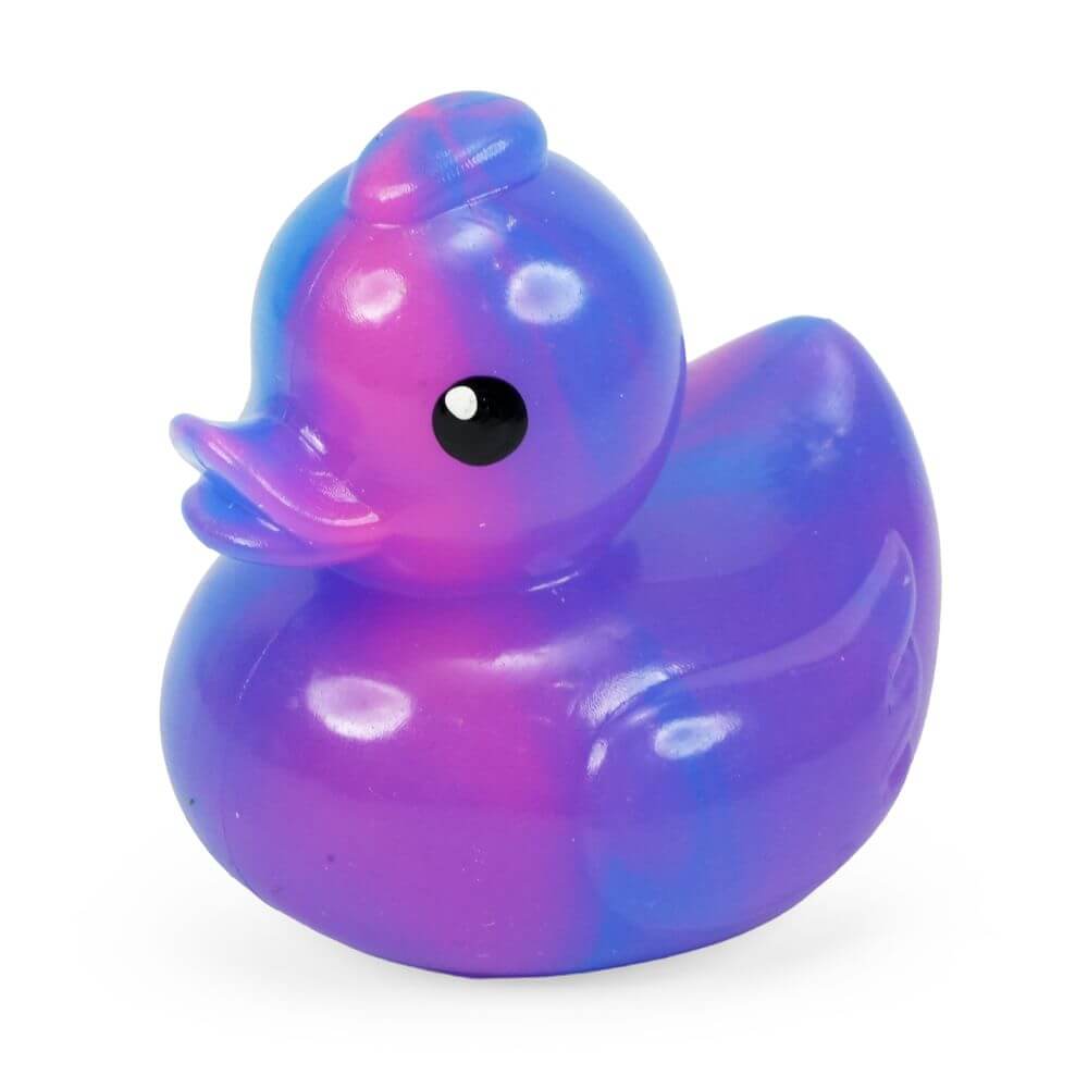 A purple and pink Stretchy Glow Duck.