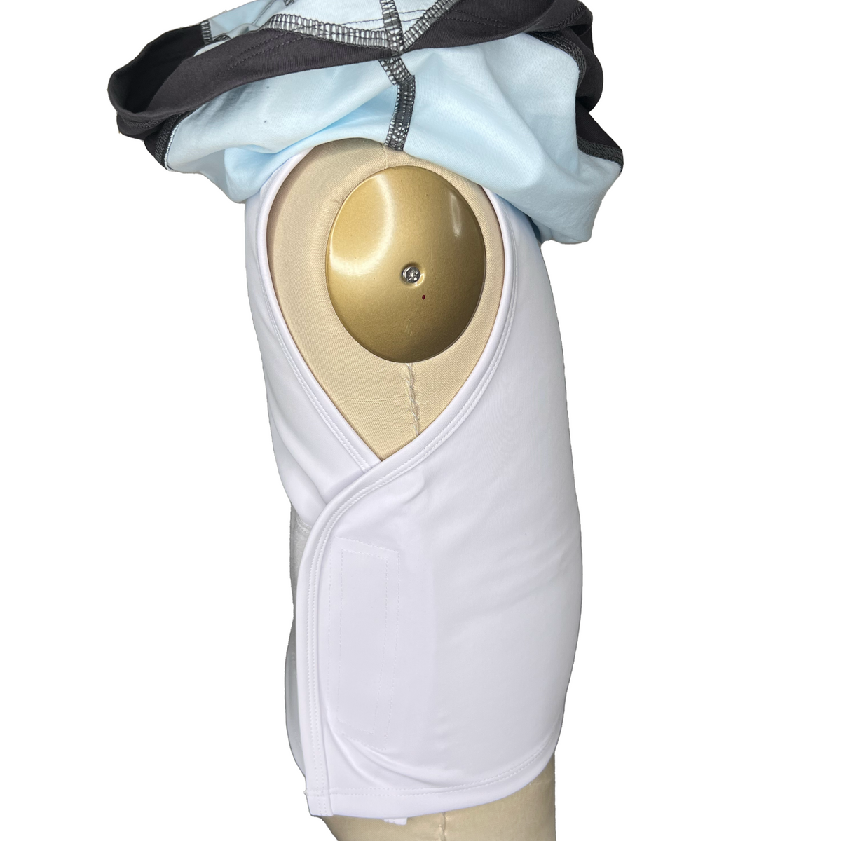 A sideways full look at the compression undershirt.