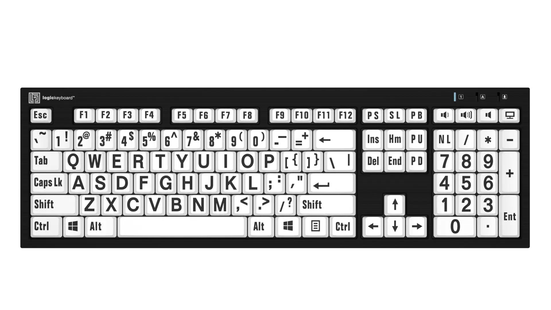 Large Print Black on White NERO Slimline Keyboard (Windows) Sensory