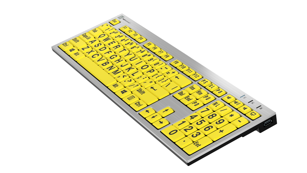 Large Print Keyboard - Black on Yellow Slimline Keyboard - Windows.