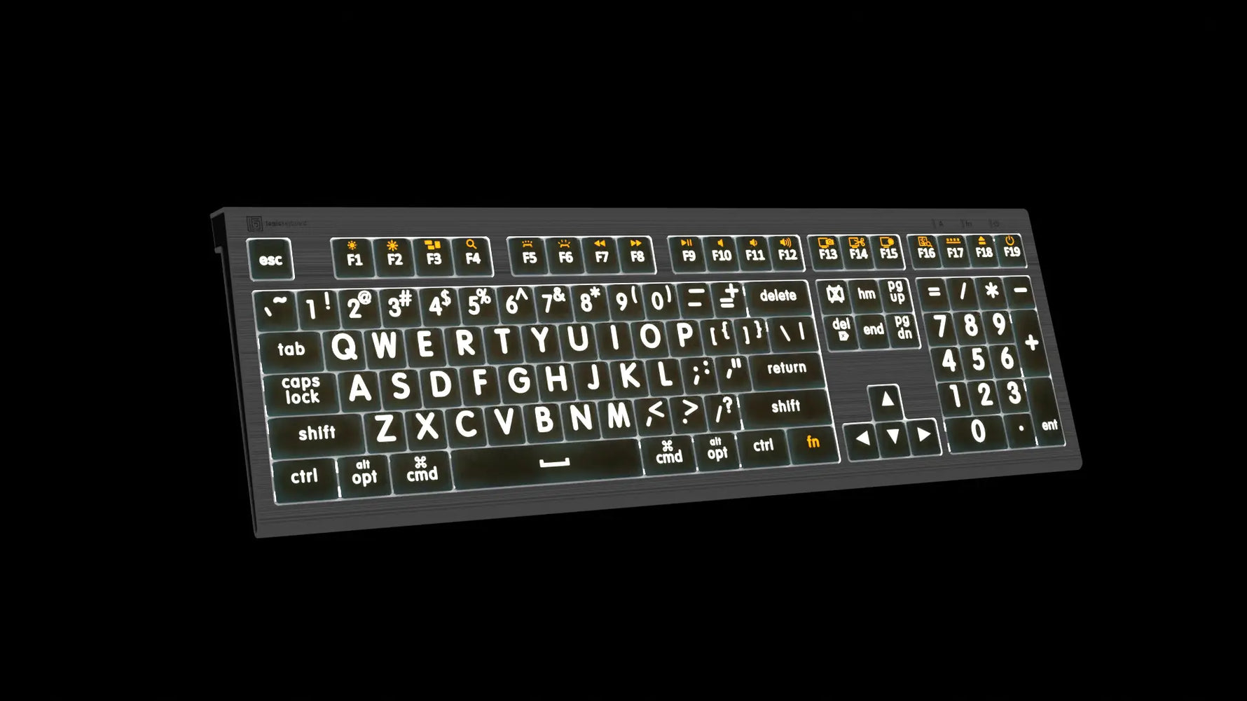 Large Print - White on Black - ASTRA2 Backlit Keyboard - Mac.