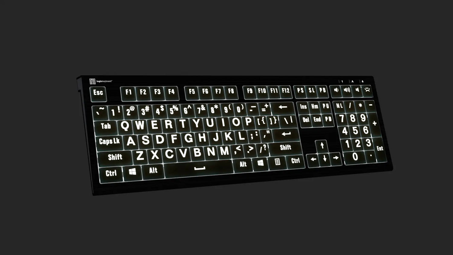 Large Print - White on Black - ASTRA2 Backlit Keyboard - Windows.