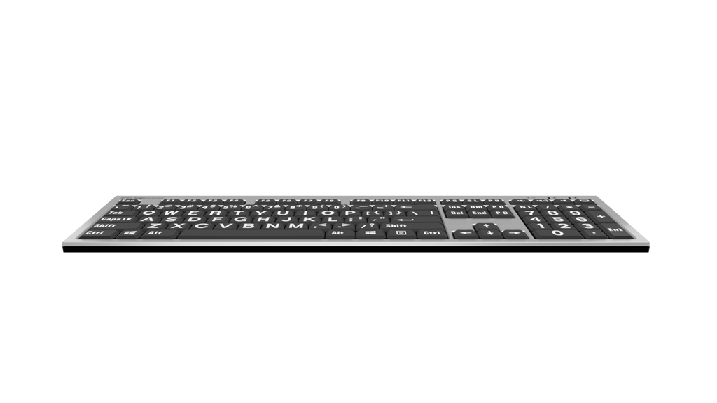 Large Print - White on Black -  Slimline Keyboard - Windows. 