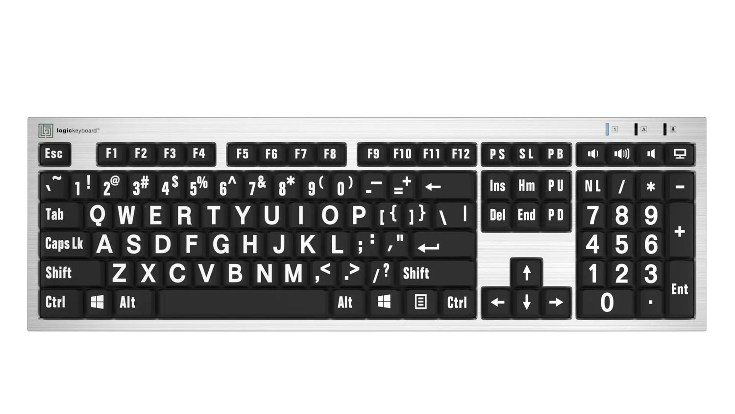 Large Print - White on Black -  Slimline Keyboard - Windows. 