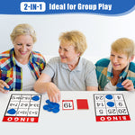 Three older women play Large Text Bingo for Seniors.