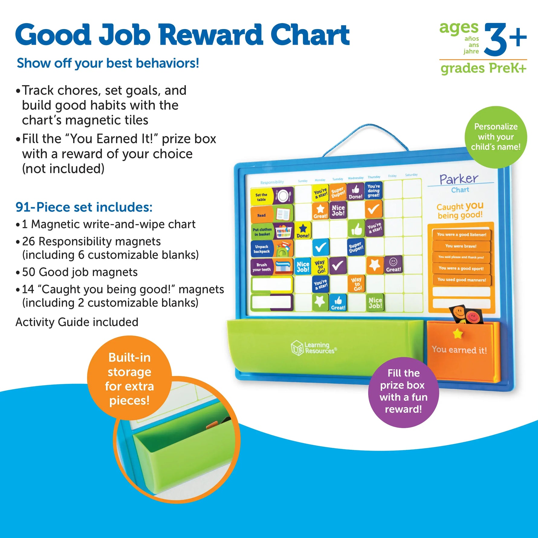 A look at the 1-piece set included in the Good Job Reward Chart.