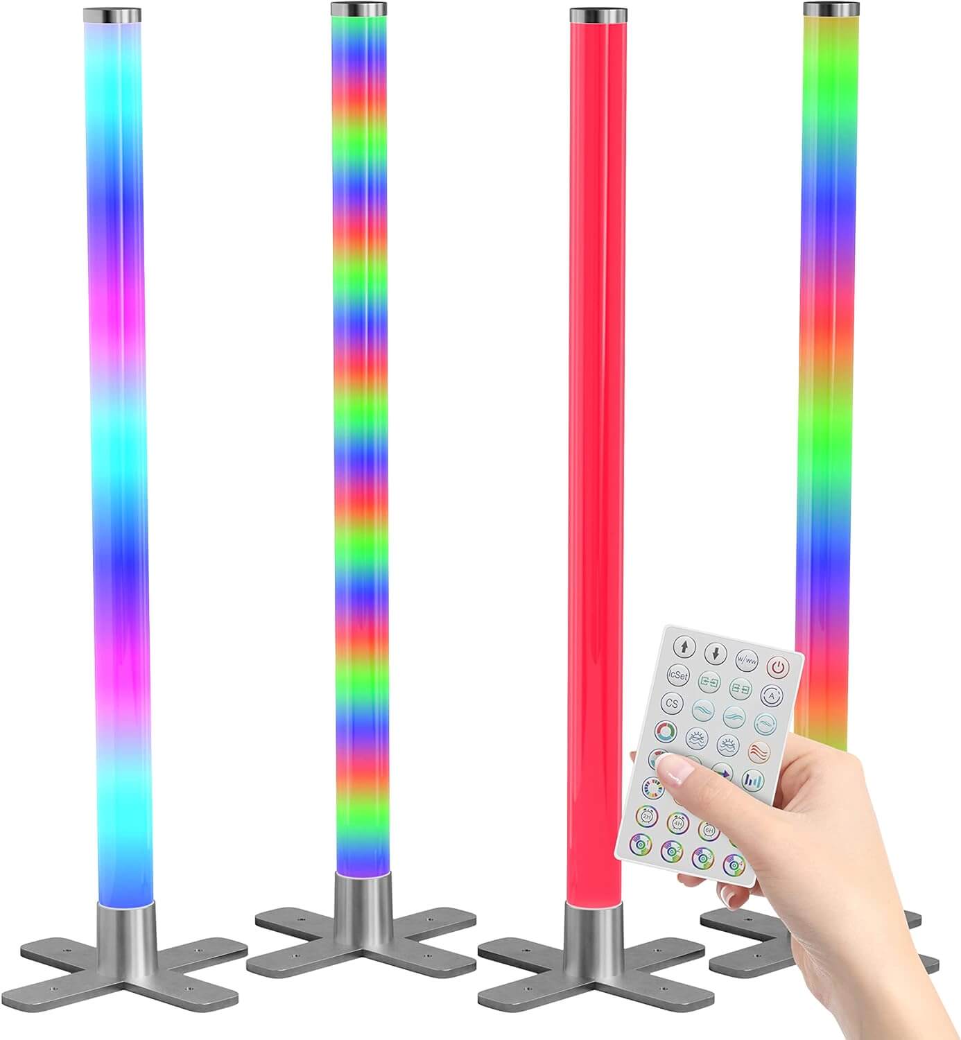 Different colors of the LED Rocket Light Tube with Remote.