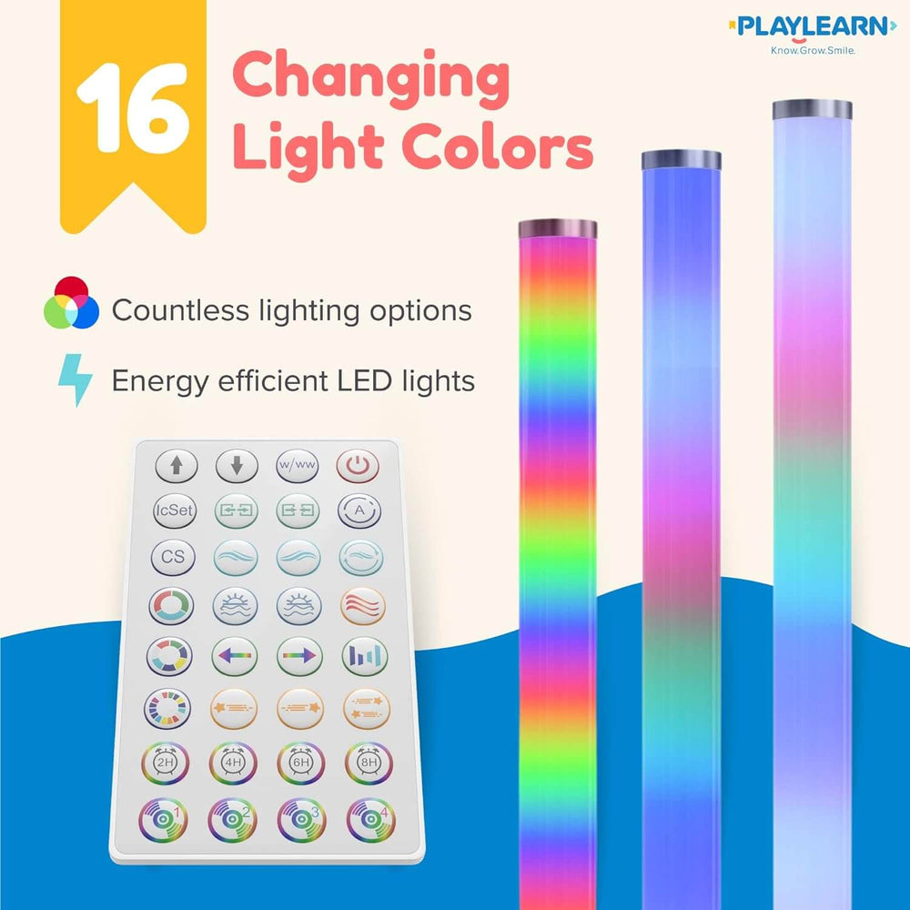 The 16 Changing Light Colors of the LED Rocket Light Tube with Remote.