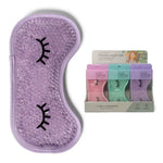The purple If Looks Could Chill Hot & Cold Gel Eye Mask next to a full display with the three variant colors.