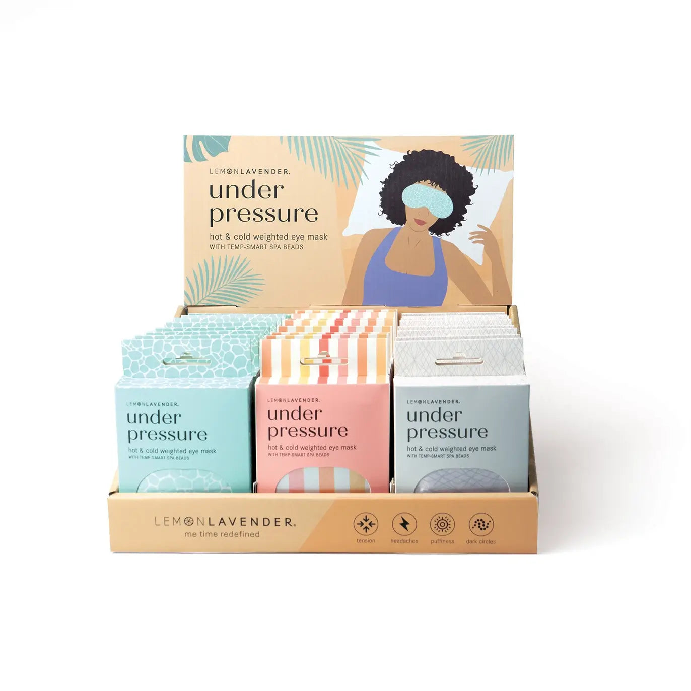 The display box of the Under Pressure Weighted Eye Masks.