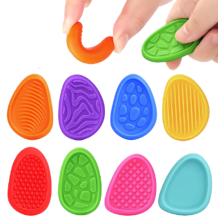 A look at the different types of colors and textures of the Silicone Fidget Worry Stones.