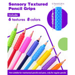 An infographic depicting the dimensions of the Textured Silicone Pencil Grips.