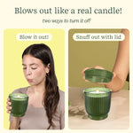 An infographic demonstrating the two ways to turn off the Flameless Candle Diffuser.