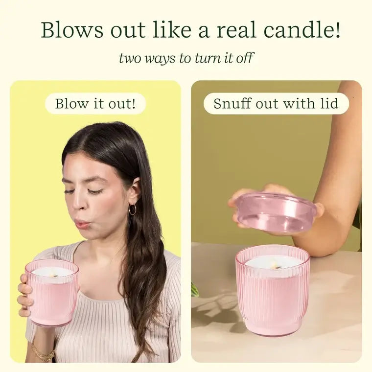 An infographic showing how to turn off the Flameless Candle Diffuser.