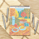 An autumn picnic scene in the FlowArt Dot-by-Letter Sweater Weather set.