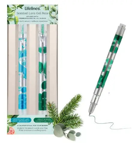 The blue and green Scented Lava Gel Pens.