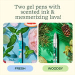 An infographing highlighting the different scents of the Lava Pen Set.