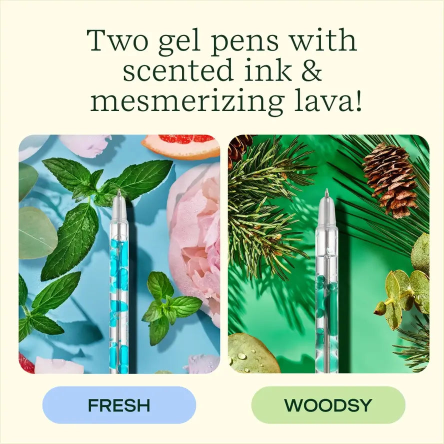An infographing highlighting the different scents of the Lava Pen Set.