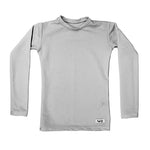 Light Grey Kozie 4-Way Nylon Long Sleeve Plain and Simple Compression Top.