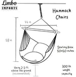 An infographic with dimensional details of the Hammock Chair Swing.