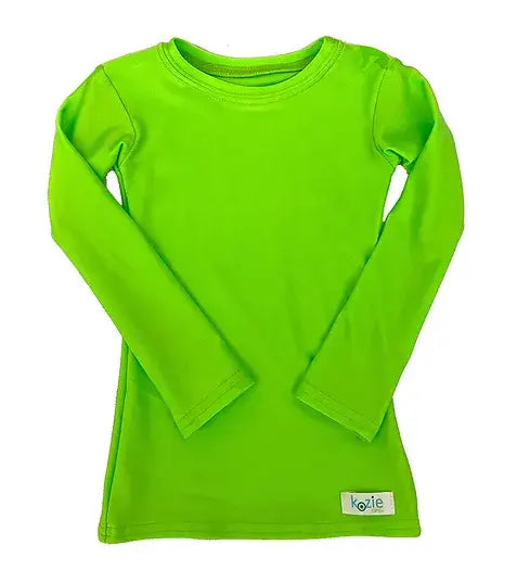 Lime Green Kozie 4-Way Nylon Long Sleeve Plain and Simple Compression Top.