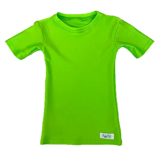 Lime Green Kozie 4-Way Nylon Classic Plain and Simple Compression Short Sleeve Shirt.