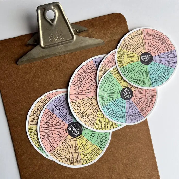 Bundle of Emotion Sensation Wheel, Set of 6 Stickers.