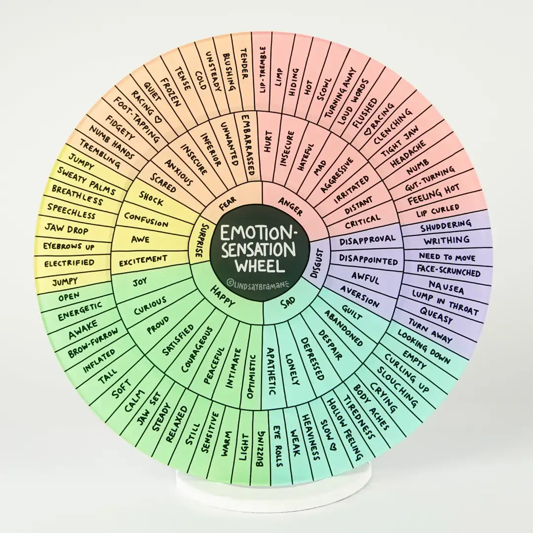 The 7" Rigid Acrylic Disk Emotion Sensation Wheel.
