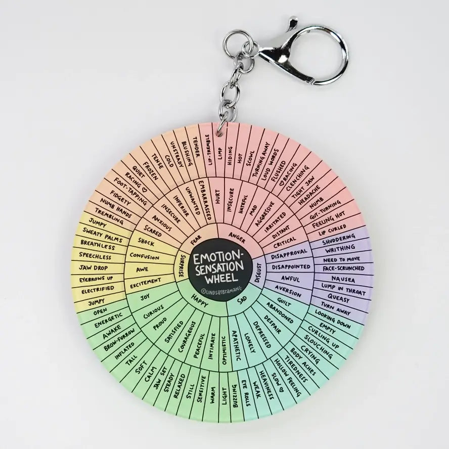 The Emotion Sensation Wheel Keychain.