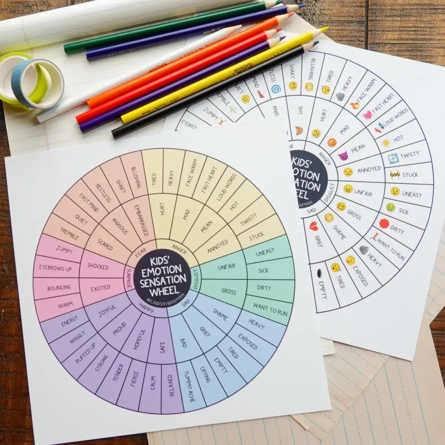 The Lindsay Braman Two-Sided Fidget Proof Kids Emoji Emotion Sensation Wheel.