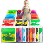 A baby stands on Liquid Floor Tiles.