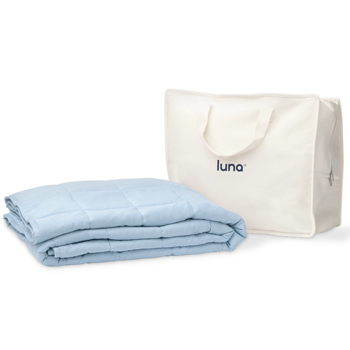 Light Blue 20 lb Luxe Bamboo Weighted Blanket, Queen.