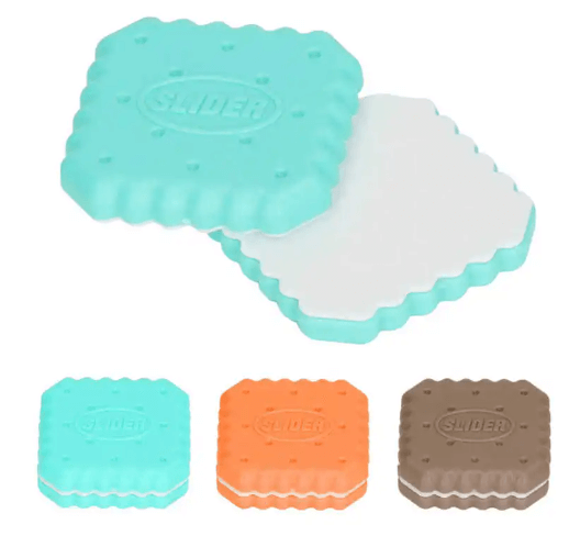 The multiple colors of the Square Sandwich Cookie Magnetic Slider Fidget.