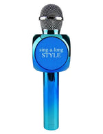 Metallic Blue Karaoke Mic & Bluetooth Speaker.