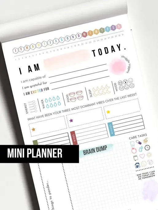 Mini Self Care Notepad Planner – Sensory Tool House, LLC