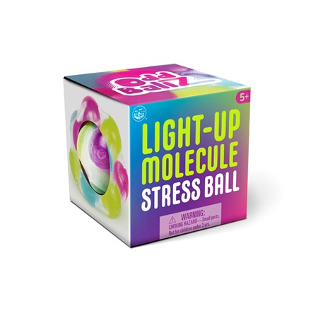 The product package for the Light-Up Molecule Stress Ball.