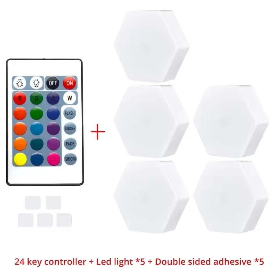 The 5-Pack of Touch Control Modular Hexagon LED Lights.