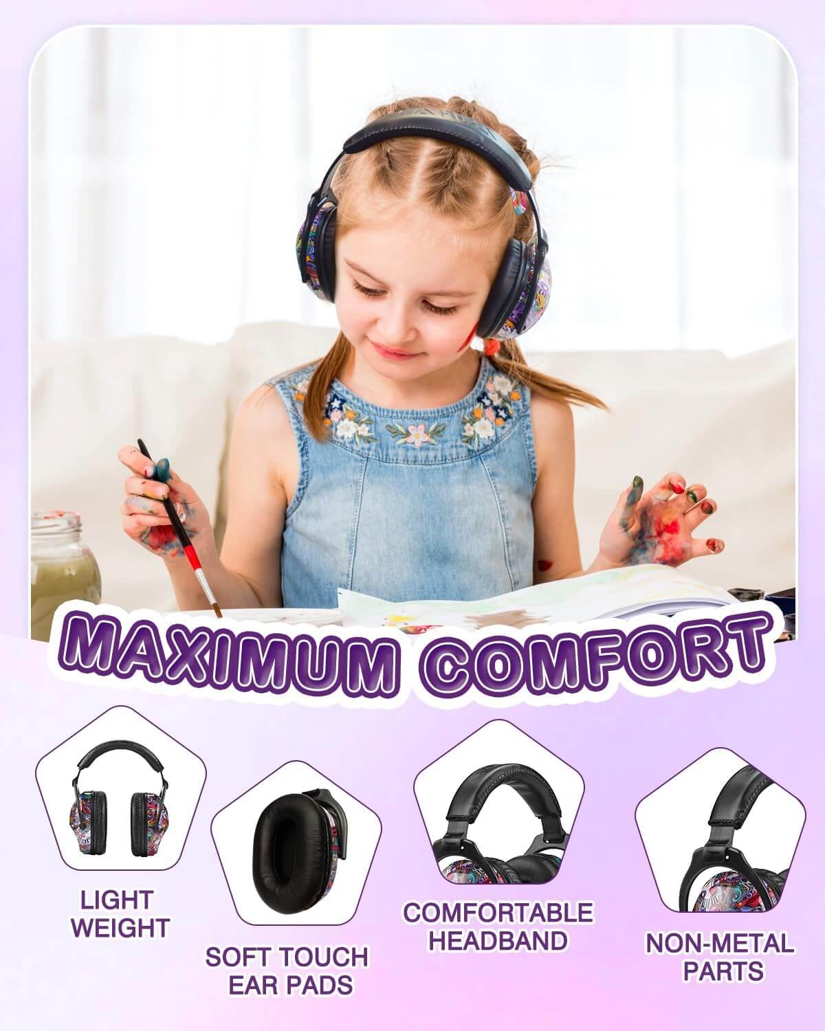 Musical Note Adjustable Noise Reducing Earmuffs.