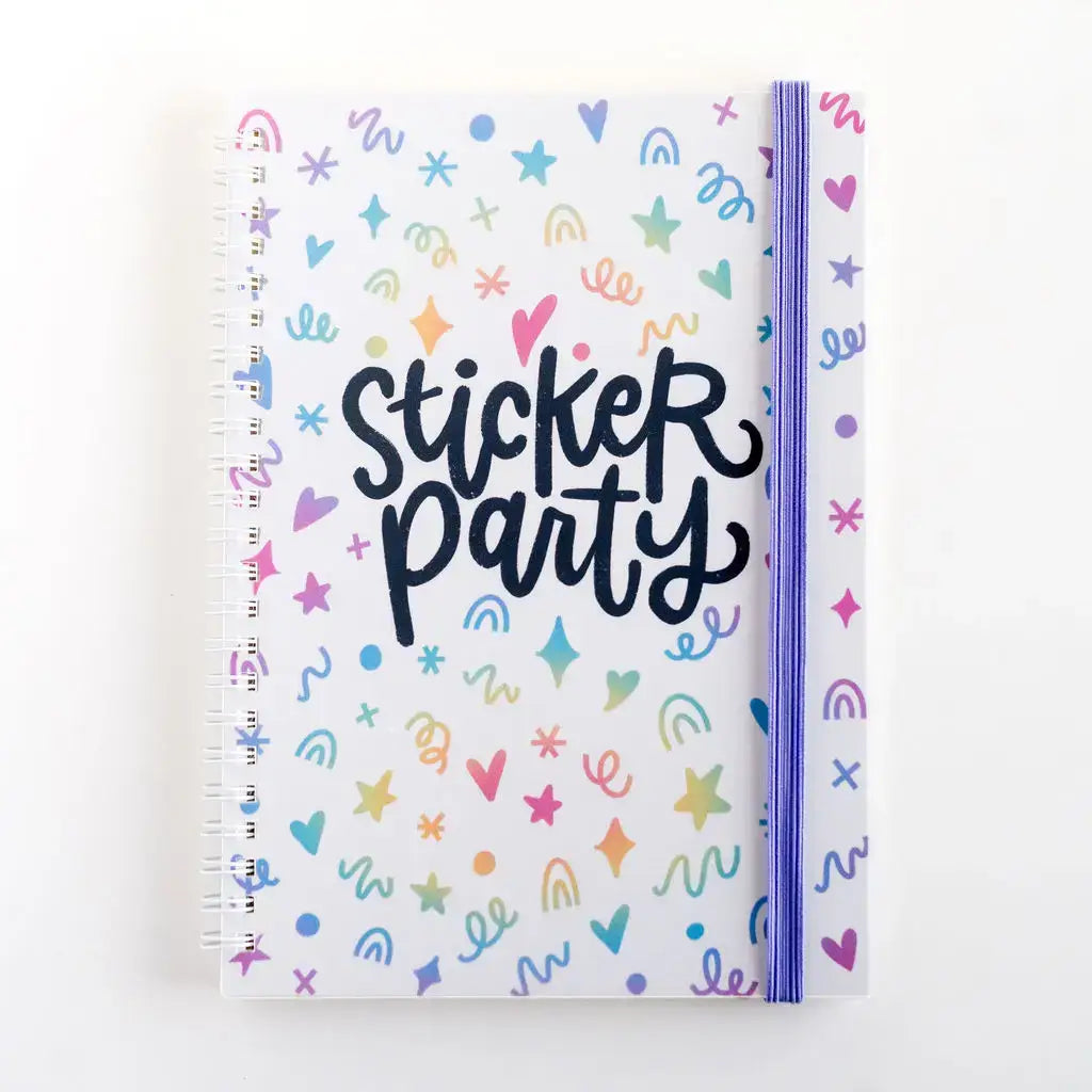 The front cover of the Sticker Party Album - Rainbow Reusable Sticker Book.