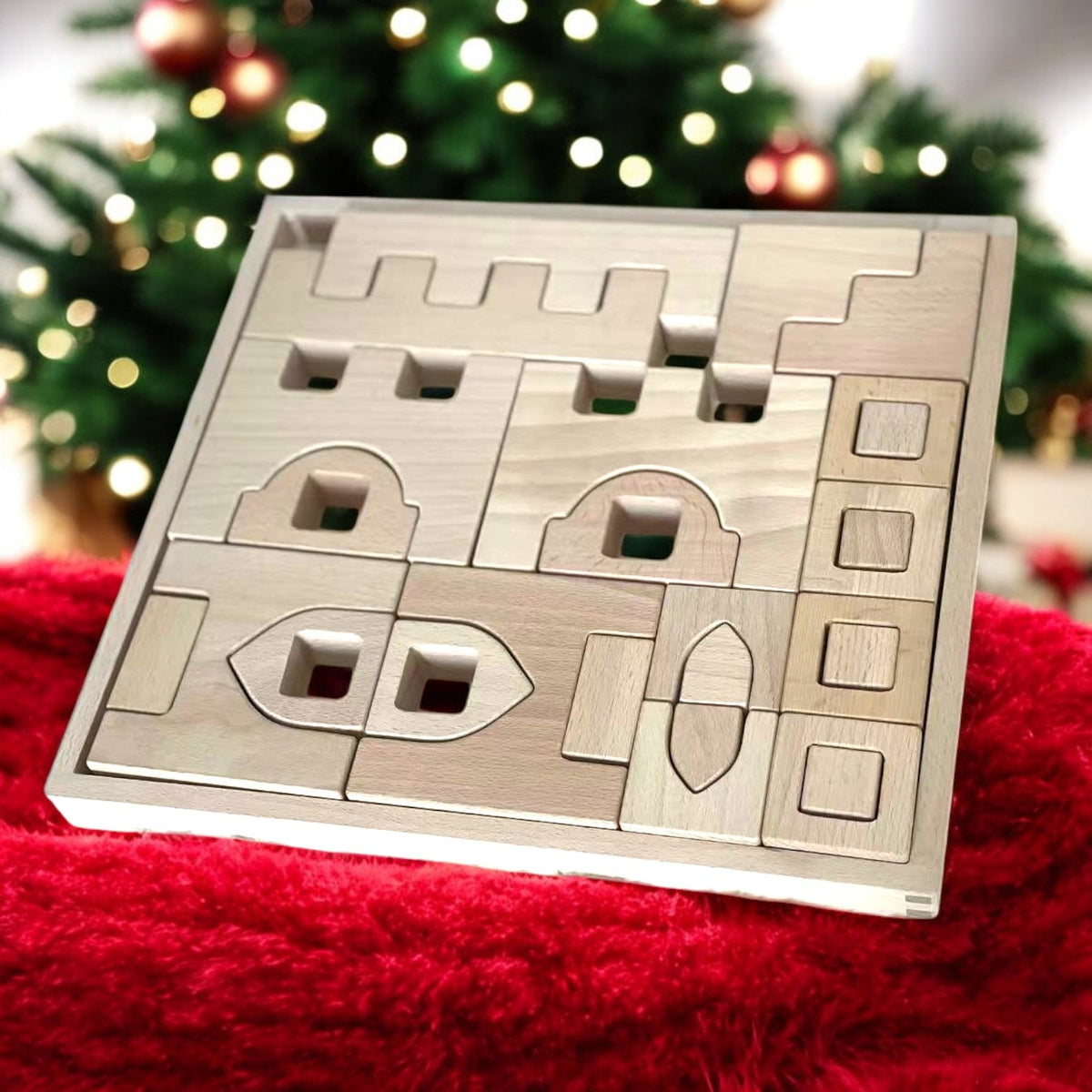Thee 26 Piece Natural Wooden Architectural Building Blocks Set.
