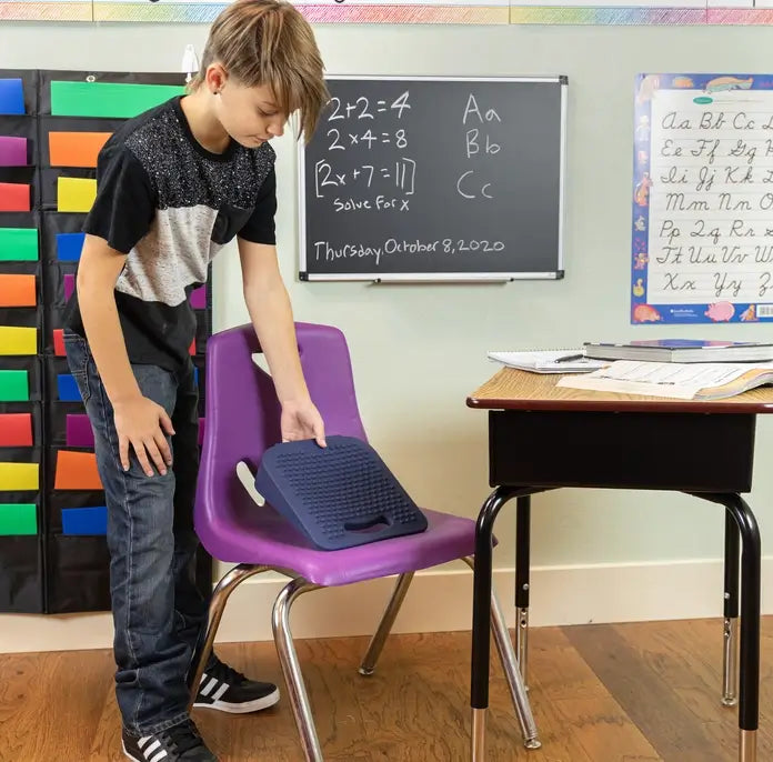 The Antimicrobial Navy Wedge Wiggle Seat Cushion by Bouncyband.