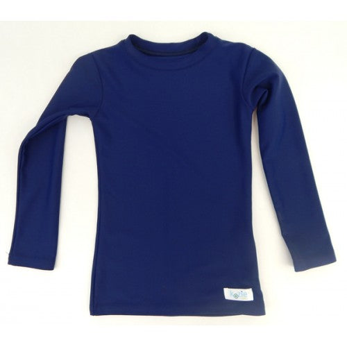 Navy Kozie 4-Way Nylon Long Sleeve Plain and Simple Compression Top.