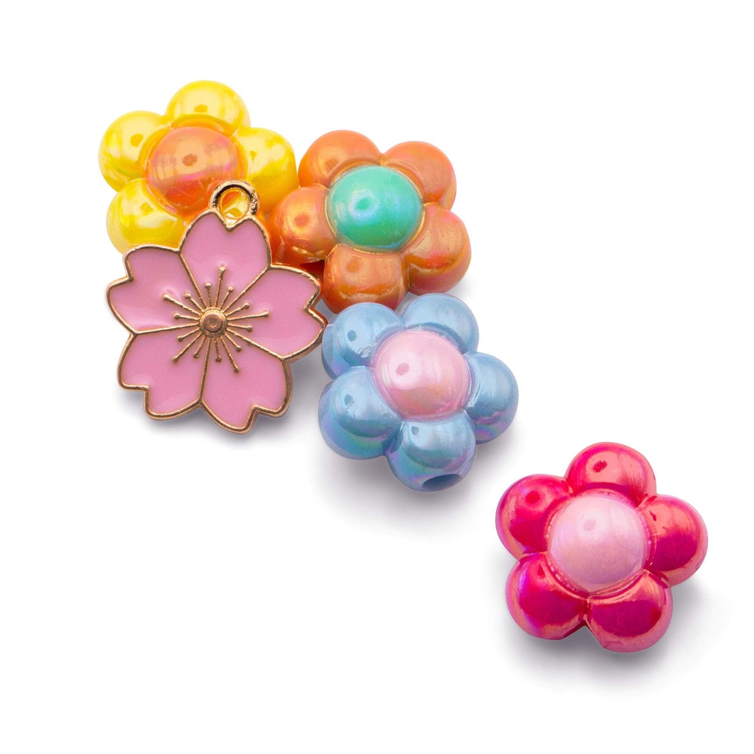 Several beads from the Pick N Pop Bracelet - Pretty Flower Edition.