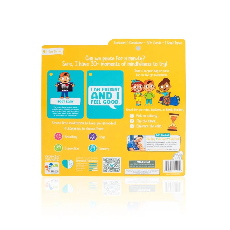 The back of the product package for Minuteful Minute Conversation Cards.