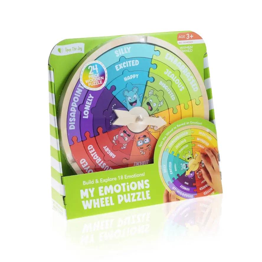 The My Emotions Wheel Puzzle in its product package.