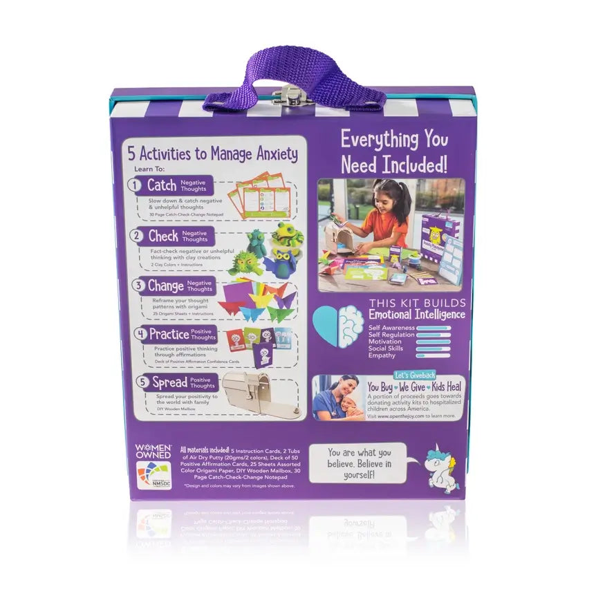 The back of the product box for Colorful Anxiety Management Box.