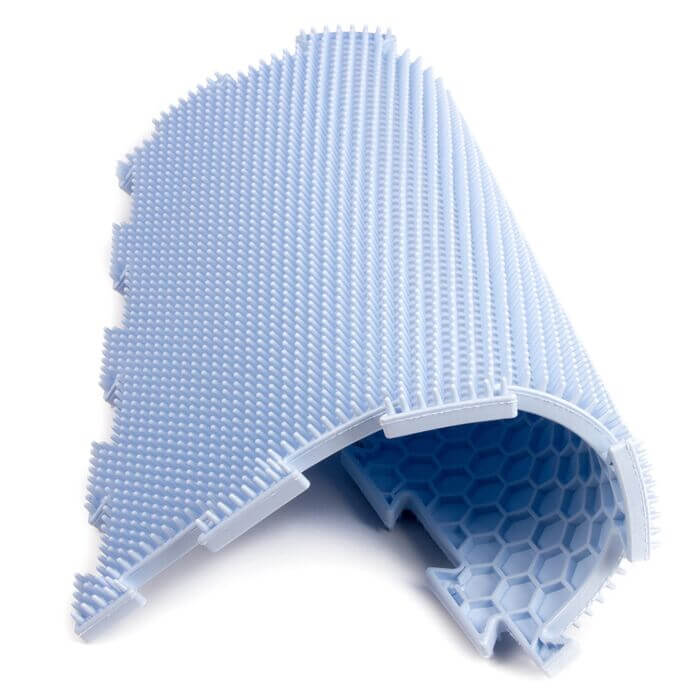 The lilac spikes mat folded over.